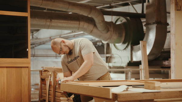 Cedar panels being prepared