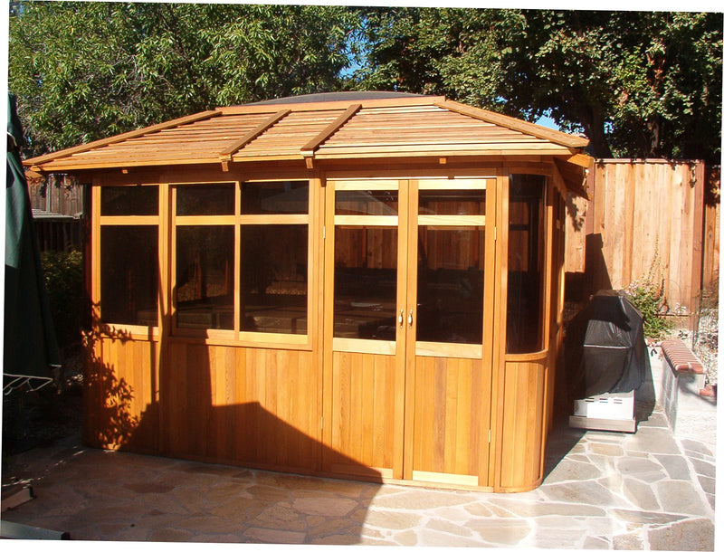 Cedar hot tub enclosure installation
