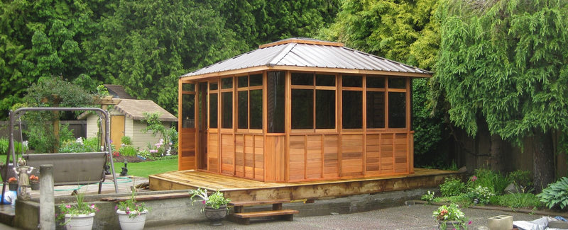Cedar hot tub enclosure installation