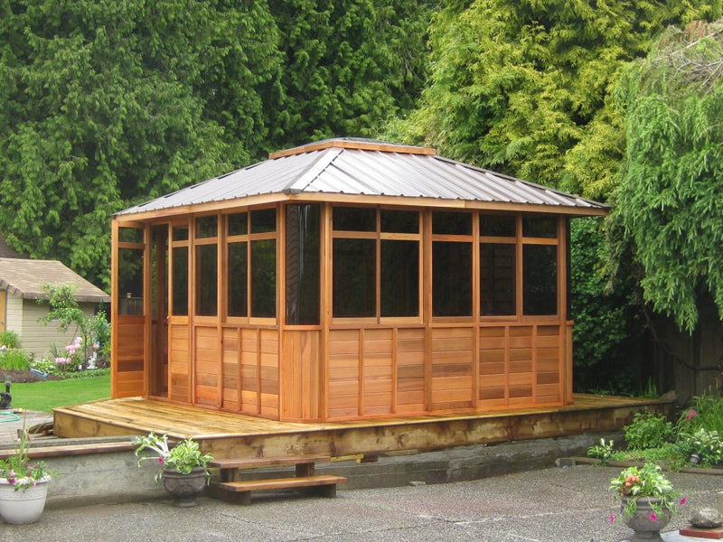 Cedar hot tub enclosure installation