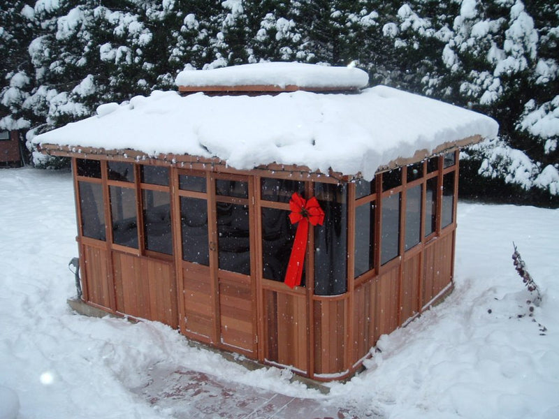 Cedar hot tub enclosure installation