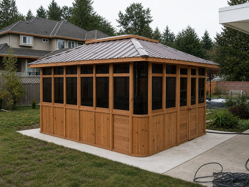 Cedar hot tub enclosure installation