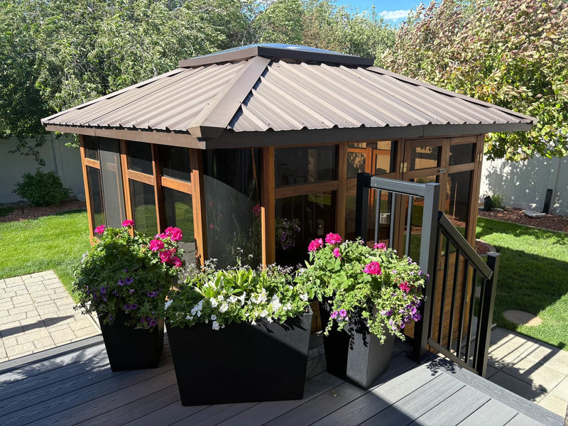 Cedar hot tub enclosure installation