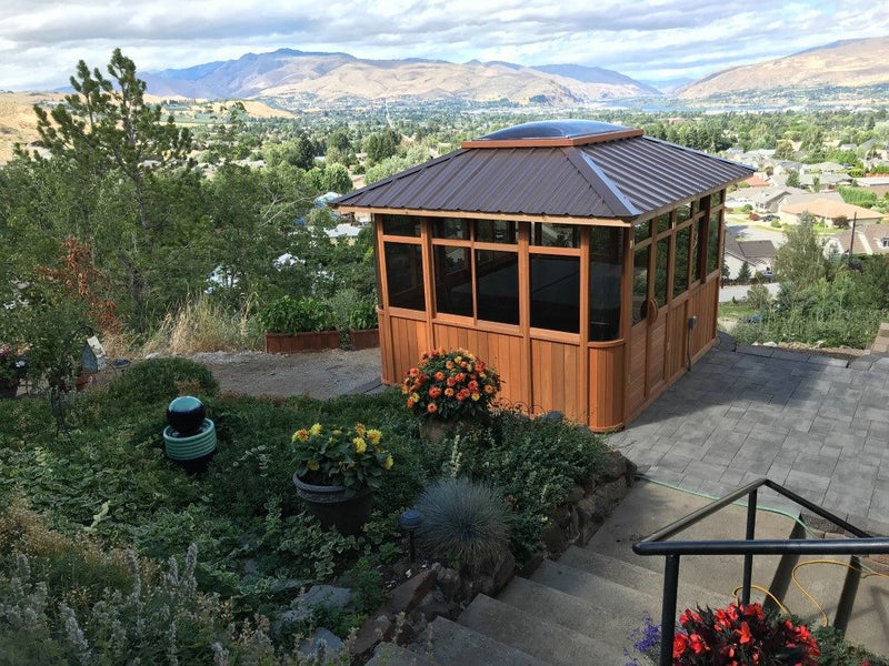 Cedar hot tub enclosure installation