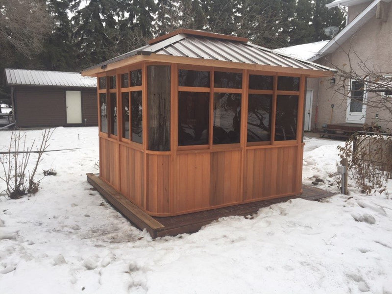 Cedar hot tub enclosure installation