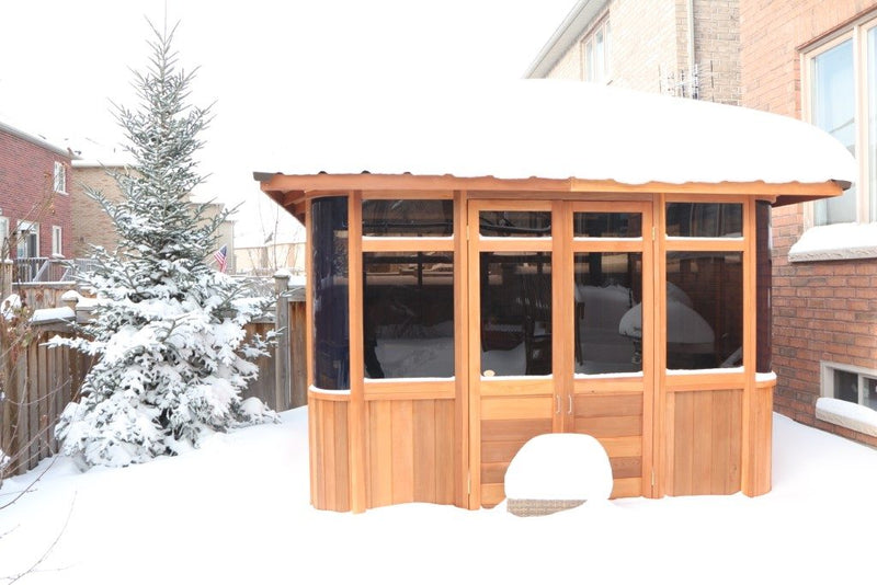Cedar hot tub enclosure installation