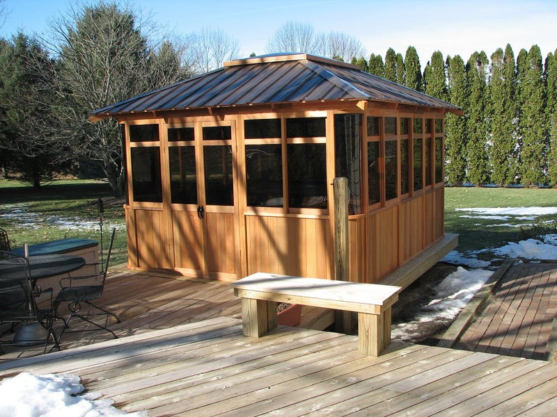 Cedar hot tub enclosure installation