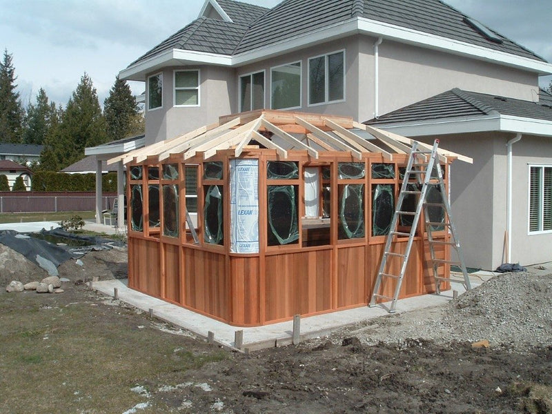 Cedar hot tub enclosure installation