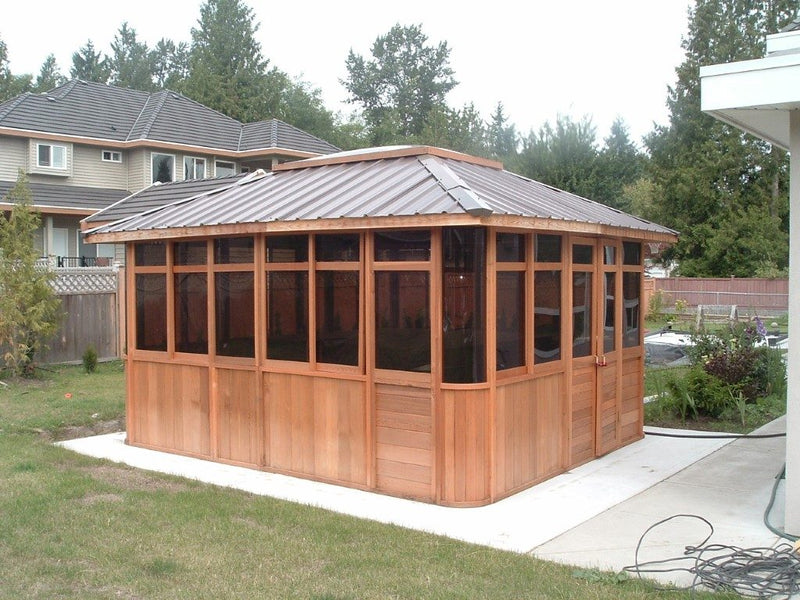 Cedar hot tub enclosure installation