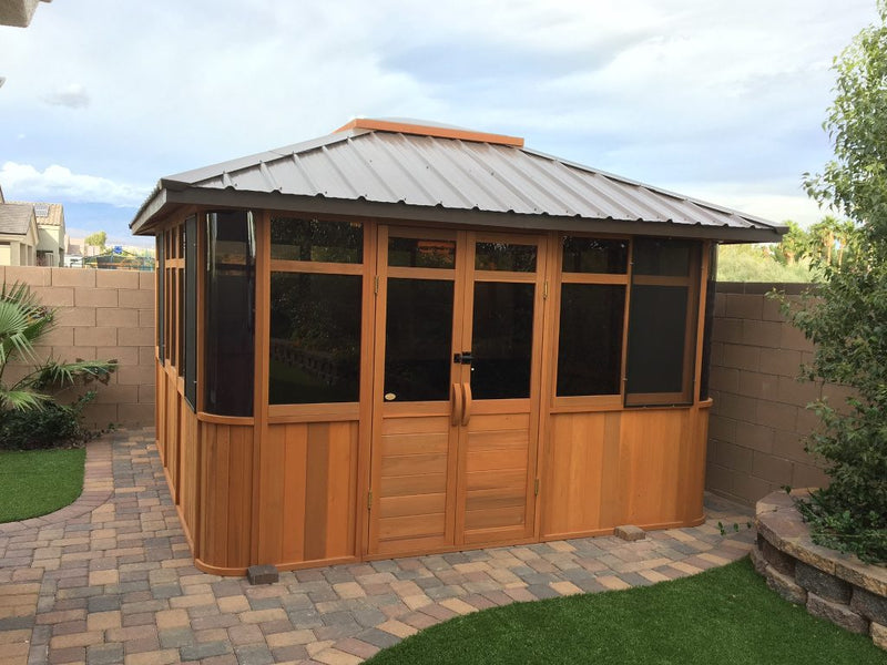 Cedar hot tub enclosure installation