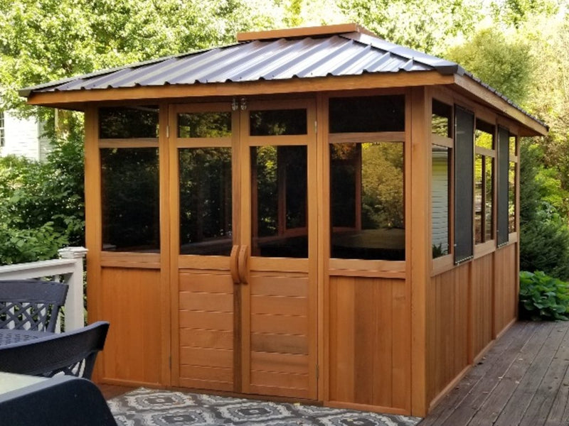 Cedar hot tub enclosure installation