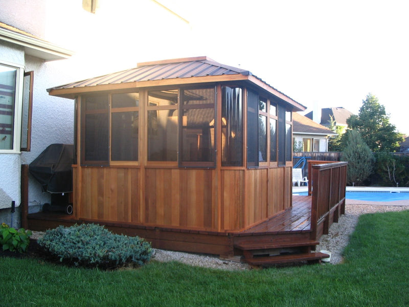 Cedar hot tub enclosure installation