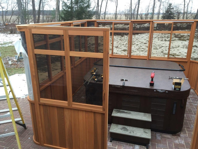 Cedar hot tub enclosure installation
