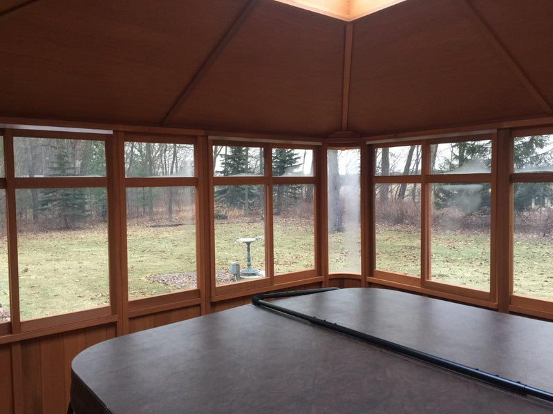 Cedar hot tub enclosure installation