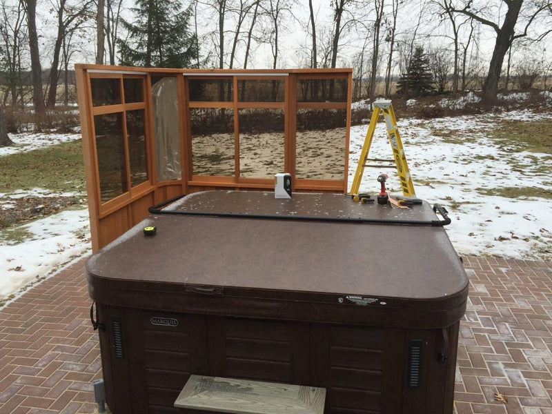 Cedar hot tub enclosure installation