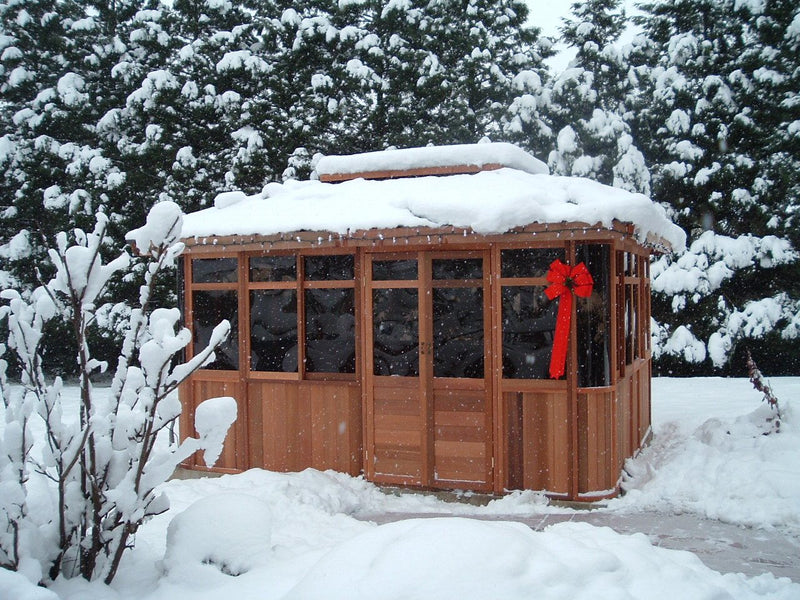 Cedar hot tub enclosure installation